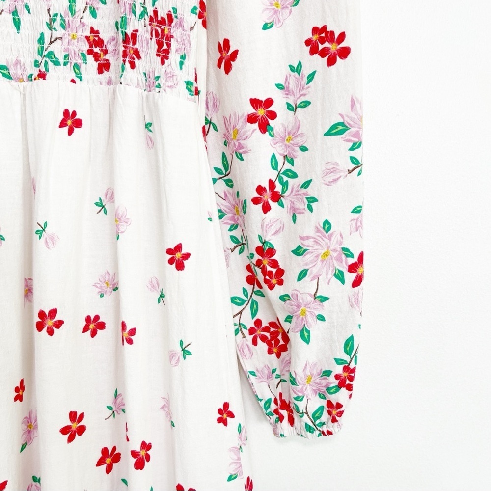BOGO! Draper James Smocked Floral Linen Blend Midi Dress Size Small - Picture 8 of 11